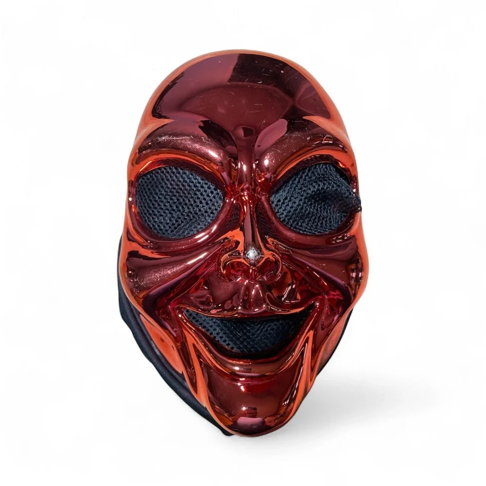 Red Chrome Mask with Black Mesh Scary Halloween Costume